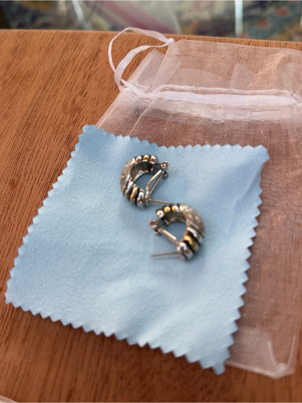 Source Unknown Two-Tone Silver and Gold Hoop Earrings